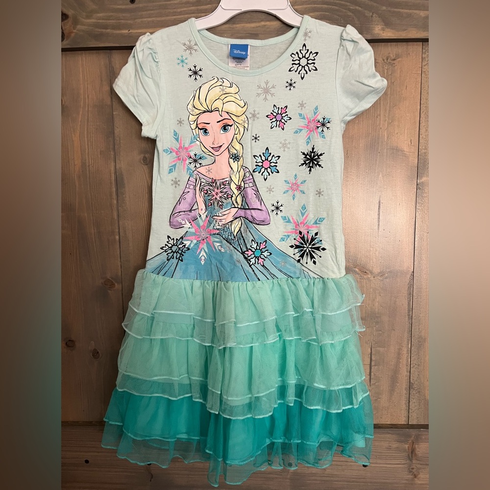 NEW Disney Frozen Elsa Dress 10 12 Tulle skirt NWOT Aqua Casual Play
